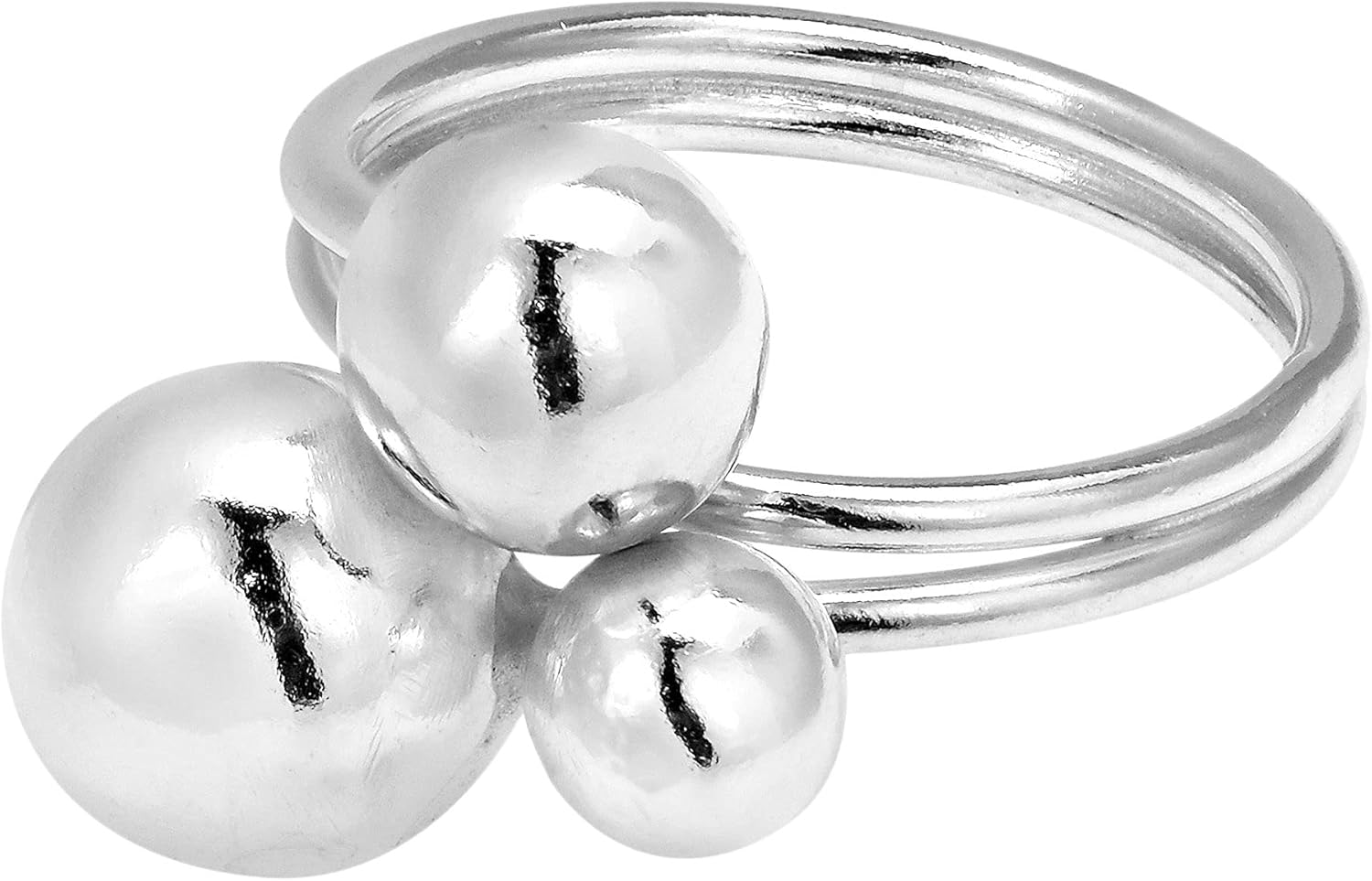 ファッショナブルなトリオShinyボール。925スターリングシルバーリング